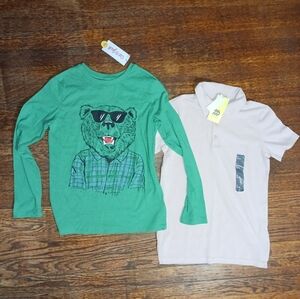 2- NWT Boys Shirts, Graphic + Polo, Sz M (8/10)